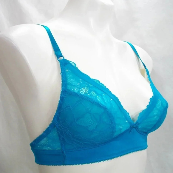 32 b.tempt'd Wacoal b.gorgeous Lace Wirefree Bra Blue NWT - Picture 2 of 6